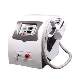 Ein Desktop-Gerät zur Behandlung von Cellulite, Fettgefrier-Fettabsaugung, Kryotherapie-Ausrüstung, Kryo-Maschine mit weißem Hintergrund.