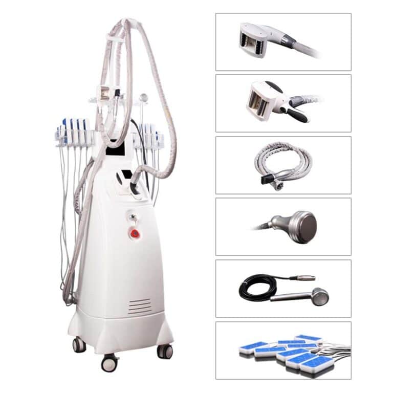 An image of a Top Quality Best Price Velashape 3 Iii Rf Frequency + 40k Ultrasonic Cavitation Beauty Salon Equipment machine with different parts and accessories.