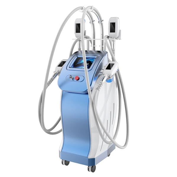 An image of an Innovative 360 Portable Cryotherapy Machine, a portable blue and white body slimming machine.