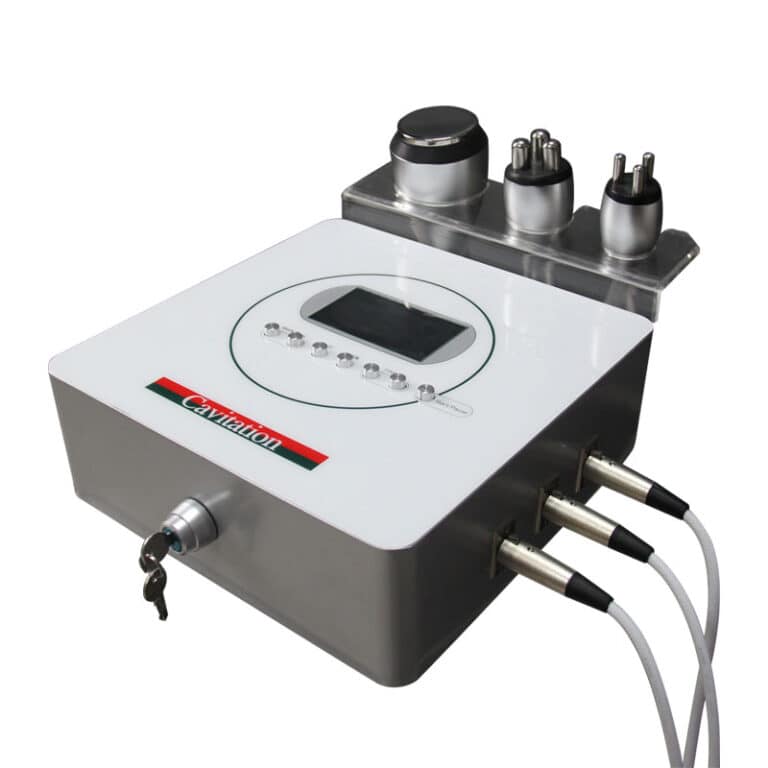 A Best Anti Cellulite Cavitation Rf Radio Frequency Home Device Treatment with two wires attached to it that utilizes radio frequency technology for anti cellulite treatment.