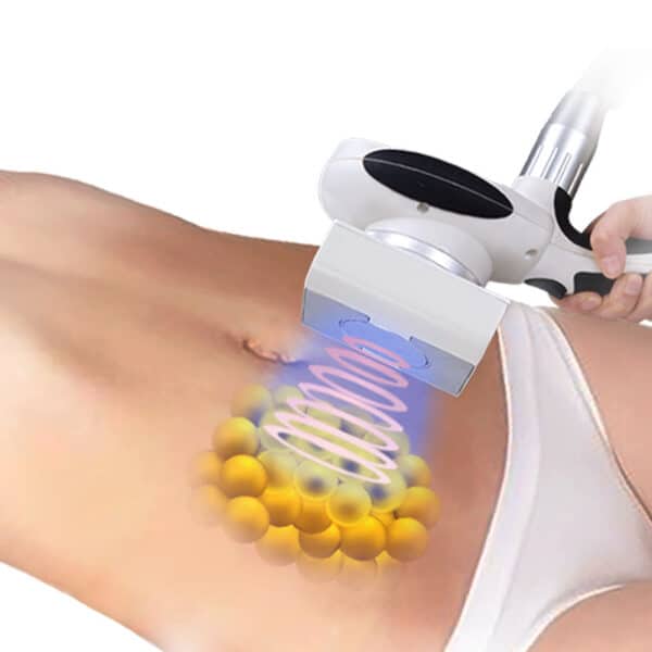 A woman is using Professional Best OSANO Ultrasonic Innovation Cool Cavitation Liposuction Machine to remove fat from her stomach.