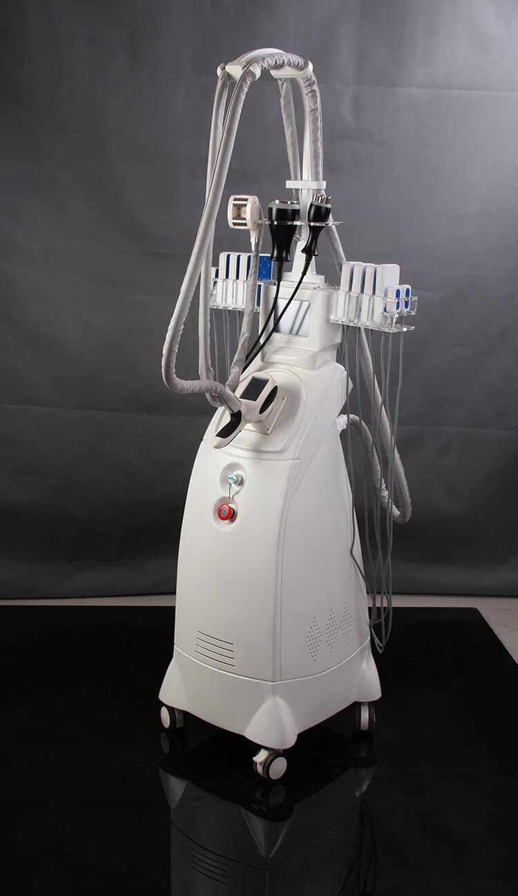 Kuva Reduce Cellulite Radio Frequences Lipo Cavitation Vacuum Therapy Velashape Machinesta, joka käyttää radiotaajuuksia selluliittia vähentämään ja rasvan poistamiseen kehosta.
