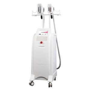 Uma imagem de uma máquina de beleza para remoção de gordura em pé custa equipamento de tratamento de crioterapia criocongelante em um fundo branco, apresentando tecnologia de crioterapia.