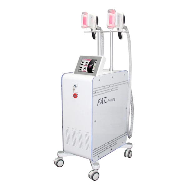 Hình ảnh Thiết bị làm mát Cryolipolys Cryo có hai tay cầm của Nhà phân phối Beauty Machines trên nền trắng.