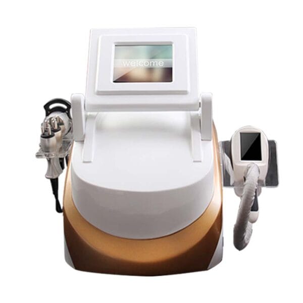 A gold and white Beauty Distributors Radio Frequency + Cryogenics Lipo Cool Device For Weight Loss, designed for weight loss treatments