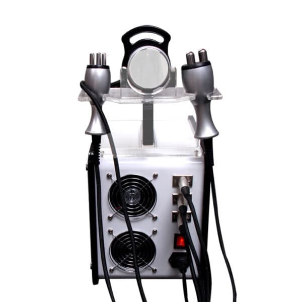 Une machine de beauté multifonction à liposuccion bipolaire haute fréquence Rf + Cavitation avec technologie RF bipolaire haute fréquence, comportant deux fils au-dessus.