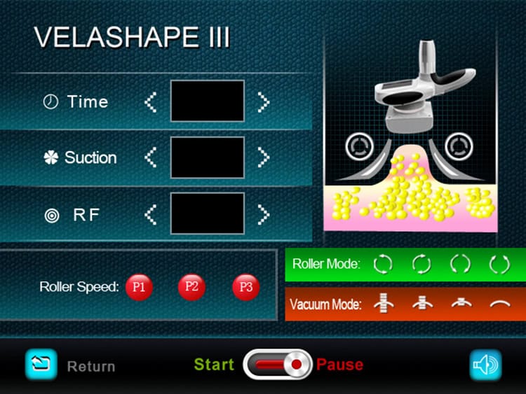 Reducer cellulite-radiofrekvenser Lipo Cavitation Vacuum Therapy Velashape Machine - miniaturebillede af screenshot med vakuumterapi.
