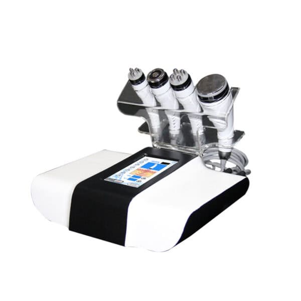 A white and black machine with four different types of equipment, including the 4 In 1 Radio Frequency Systems + Kavitation Lipocavitation Fat Loss Beauty Machines for fat loss.