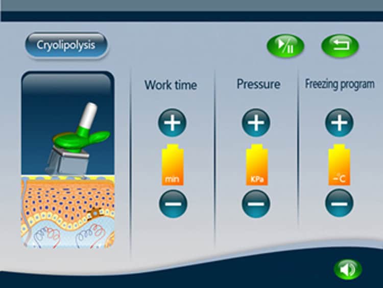 Een screenshot van het huidverzorgingsprogramma van de Professional Beauty Machine Factory Cryo Cool Lipo Ice Machine For Fat Freezing.