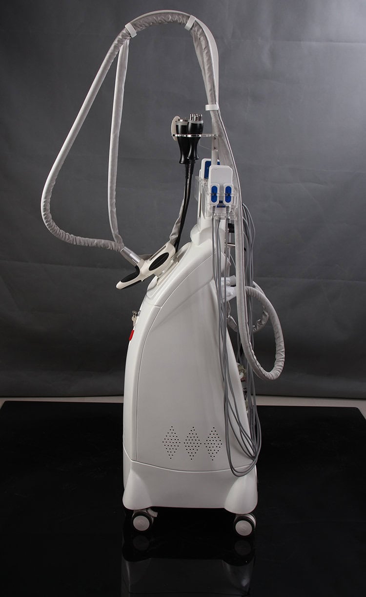 Изображение аппарата Velashape для липо-кавитационной вакуумной терапии с радиочастотами для уменьшения целлюлита, который использует радиочастоты для уменьшения целлюлита и удаления жира из тела.