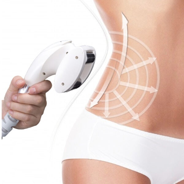 An image of a woman's abdomen undergoing body contouring with the Body Contouring Machine For Home Use, Multifunction Portable Sculpting.