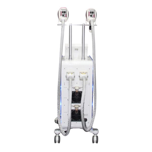 A Beauty Machines Nhà phân phối Hai tay cầm Thiết bị làm mát Cryolipolys Cryo được trang bị hai đầu, cung cấp giải pháp hiệu quả cho các nhà phân phối sản phẩm làm đẹp.