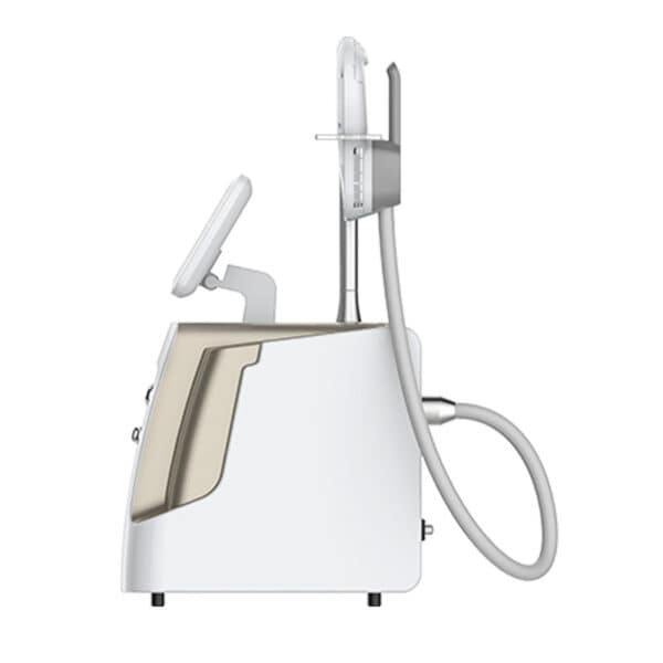 A white Aesthetics Desktop 7 Tesla EMS Slimming Machine with a hose attached to it.