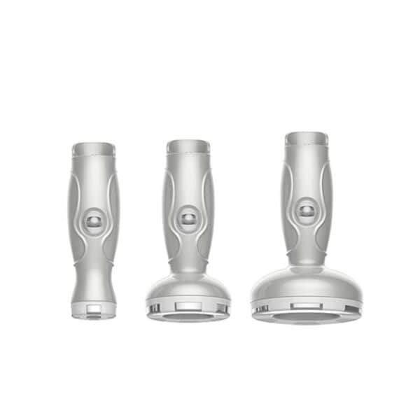 Un set di tre macchine Velasmooth Cavitation Velashape 3D a casa su uno sfondo bianco, perfette per mantenere i denti puliti e sani.