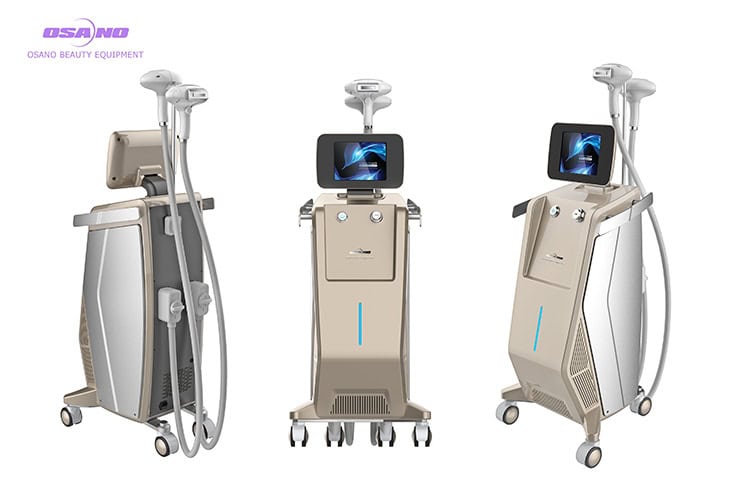 Three different models of the OSNAO Permanent E Light Professional IPL Machine for hair removal.