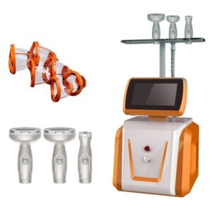 Enhanced RF slimming device with three handles and 360-degree roller technology for effective body contouring and fat reduction. Ideal for non-invasive weight loss treatments.