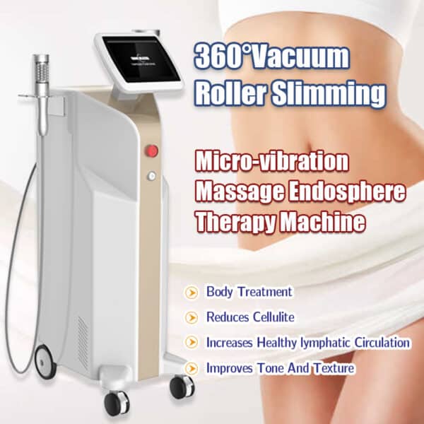 A woman's body with the words Newest Tech Standing Body Contouring Barrel Roller Massage Machine.
