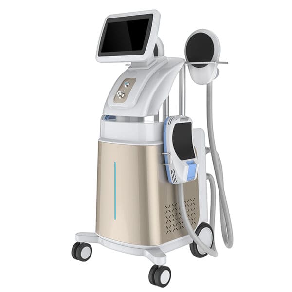 A Non-surgical EMS New Technology Sculpt Machine with an image of a monitor.