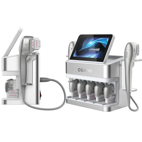 A Portable High-Intensity Focused Ultrasound 7D Hifu Home Machine with a tv attached to it.