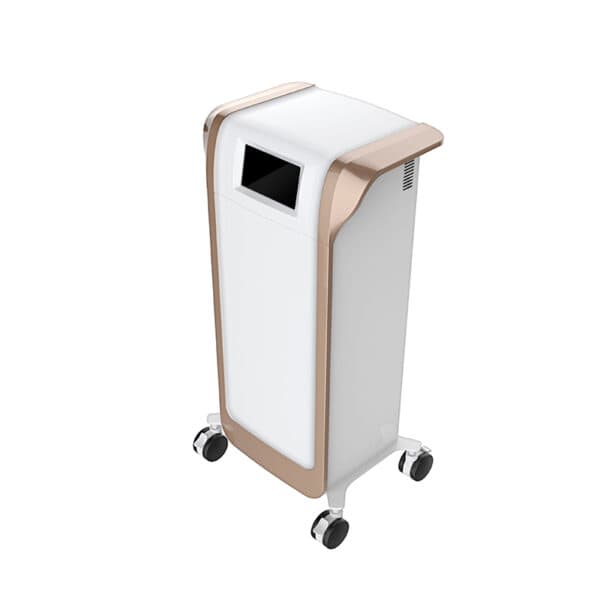 A white and gold Professional Multifunction Facial Machine For Salon on wheels, suitable for a salon's facial treatments.