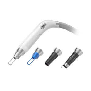 A Picosecond Laser Freckle Tattoo Removal Skincare Honeycomb Aesthetic Q Switch Laser Machine with a white and blue device and a blue and white hose.