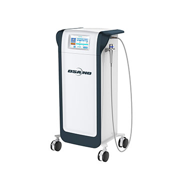 A machine with a blue screen and a white background.