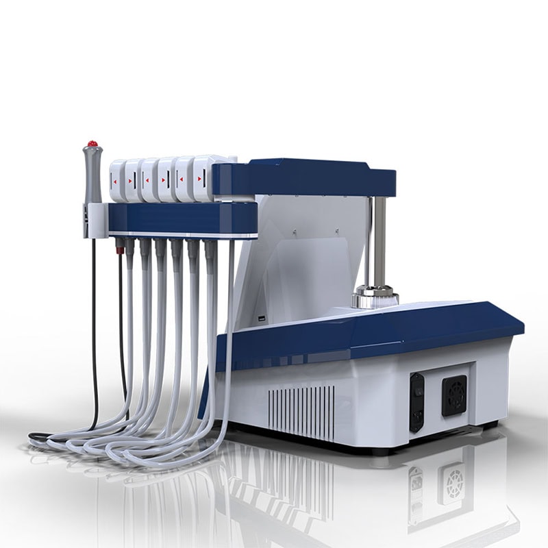 Fast cooling ice machine with multiple hoses and digital control panel for commercial use in beverage, healthcare, and ice production industries.