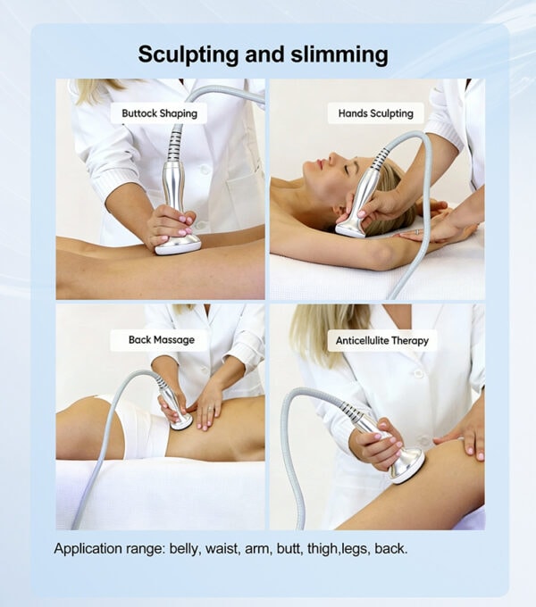 Professional body sculpting and slimming procedures including buttock shaping, hand sculpting, back massage, and anti-cellulite therapy for targeted fat reduction.