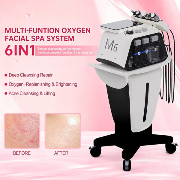 Hydra facial machine for skin care and rejuvenation, featuring multi-function oxygen facial spa system for deep cleansing, brightening, and acne treatment.