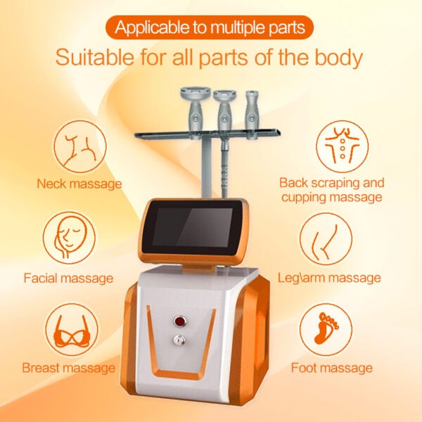 Advanced anti-cellulite device for full-body treatments, including neck, face, back, legs, and feet massage options. Designed for effective cellulite reduction and skin tightening.