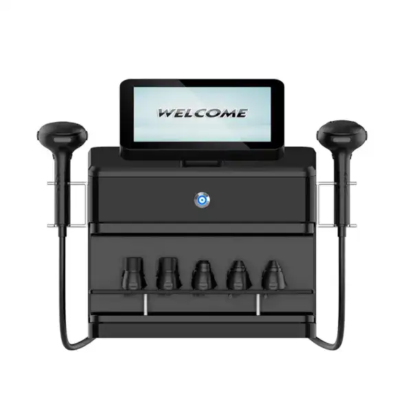 Advanced 7D Pro MFU & HIFU anti-aging machine with dual handpieces and touchscreen display for skin rejuvenation and wrinkle reduction.