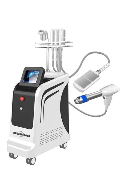 Advanced medical aesthetic device with multiple attachments for skin rejuvenation and facial treatments, featuring a touchscreen interface and portable design.