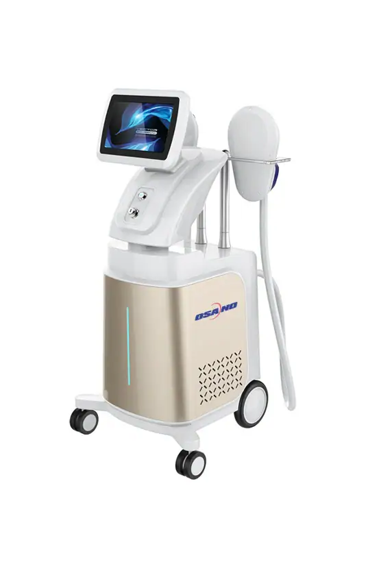 Advanced medical laser device with touchscreen interface used for skin treatments and cosmetic procedures.