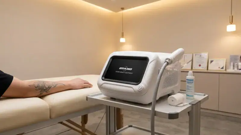 Osano medical device used for skin therapy treatment in a modern clinic setting.