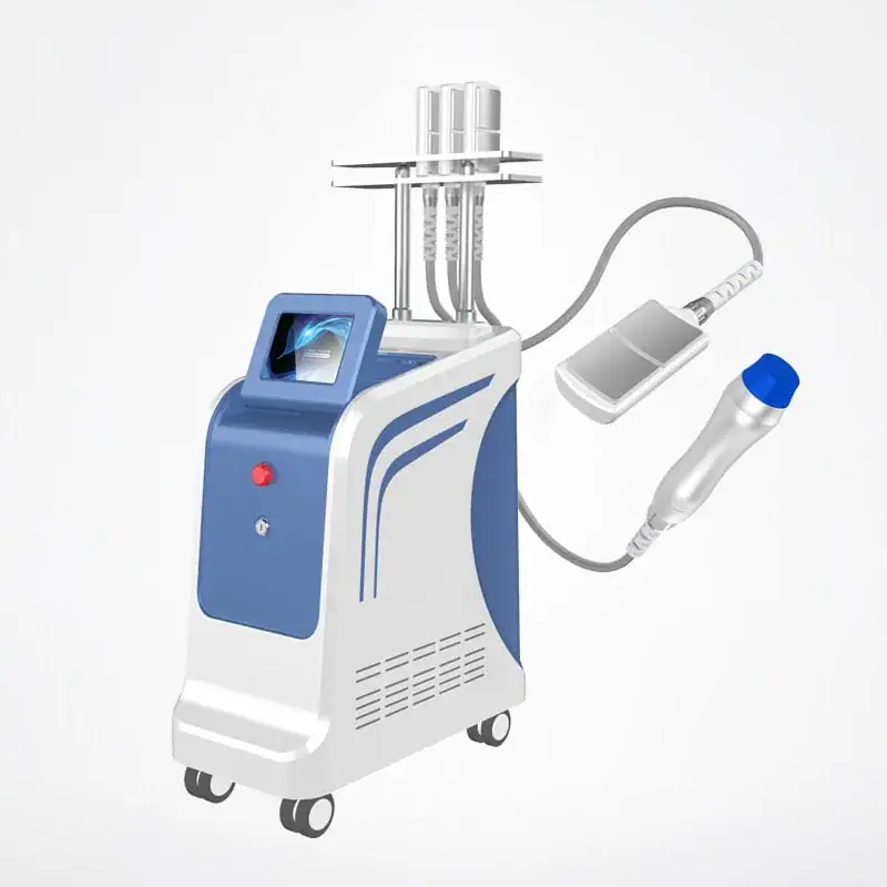 Advanced medical aesthetic laser device with touchscreen interface and handpieces for skin treatments.
