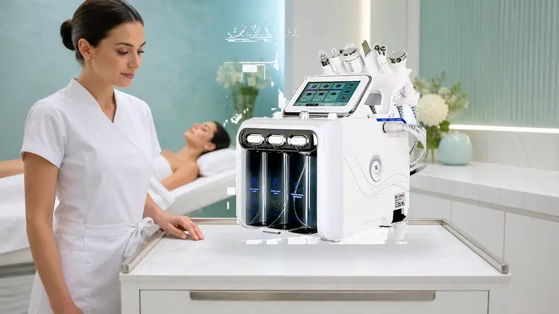 Modern Hydra Dermabrasion and Aqua Facial equipment used in spa treatments for skin rejuvenation and cleansing.