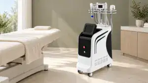 Advanced Soft Wave Therapy device with multiple applicators in a modern aesthetic treatment room.